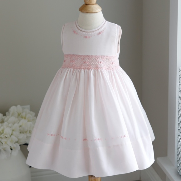 Pink Smocked Dress Girl's size 18 Months Feltman Brothers Sleeveless NWOT - Picture 1 of 10